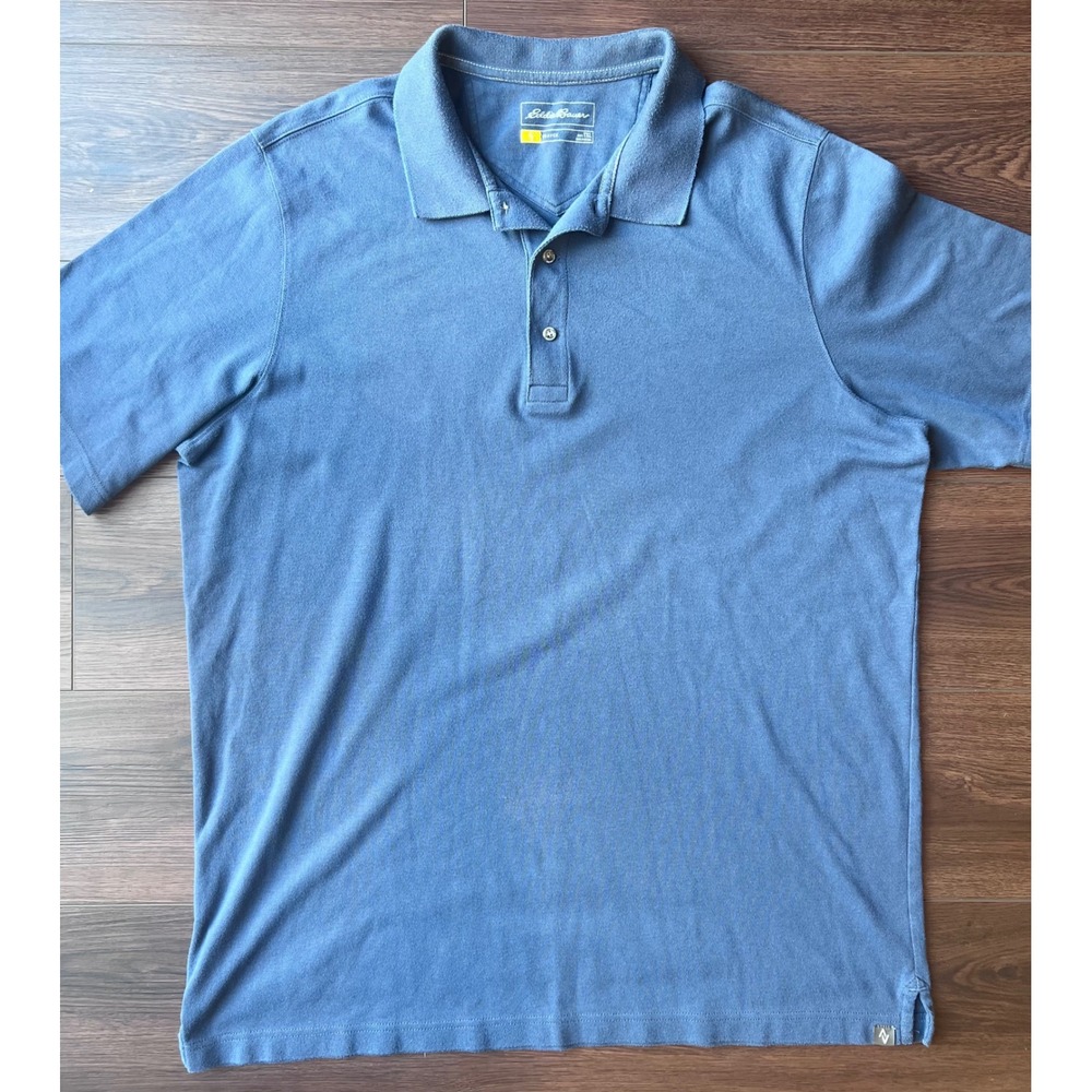 Eddie Bauer Travex Frist Ascent Mens XL Tall Blue Short Sleeve Pique Polo Shirt